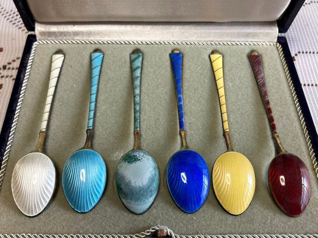 ビンテージ　シェルと真鍮のスプーン(6本セット)