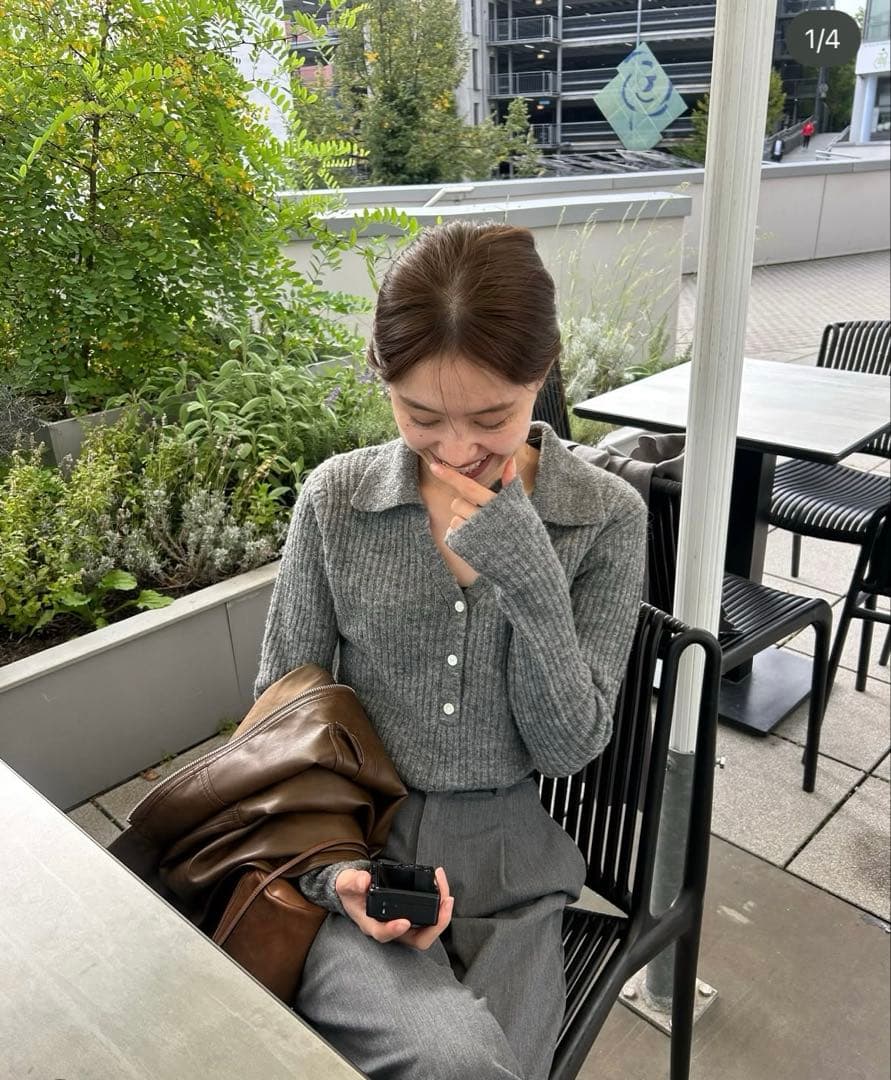 KUME V-NECK BUTTON COLLAR SWEATER ニット