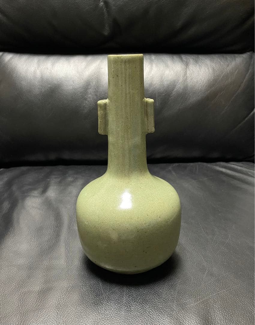 砧青磁　耳付花生 花瓶　陶磁器　古作　龍泉窯