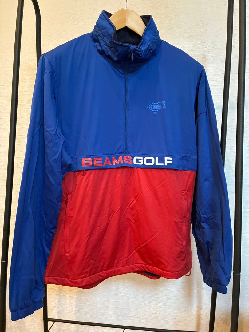 ビームス　ゴルフ　ブルゾン　Lサイズ　青×赤