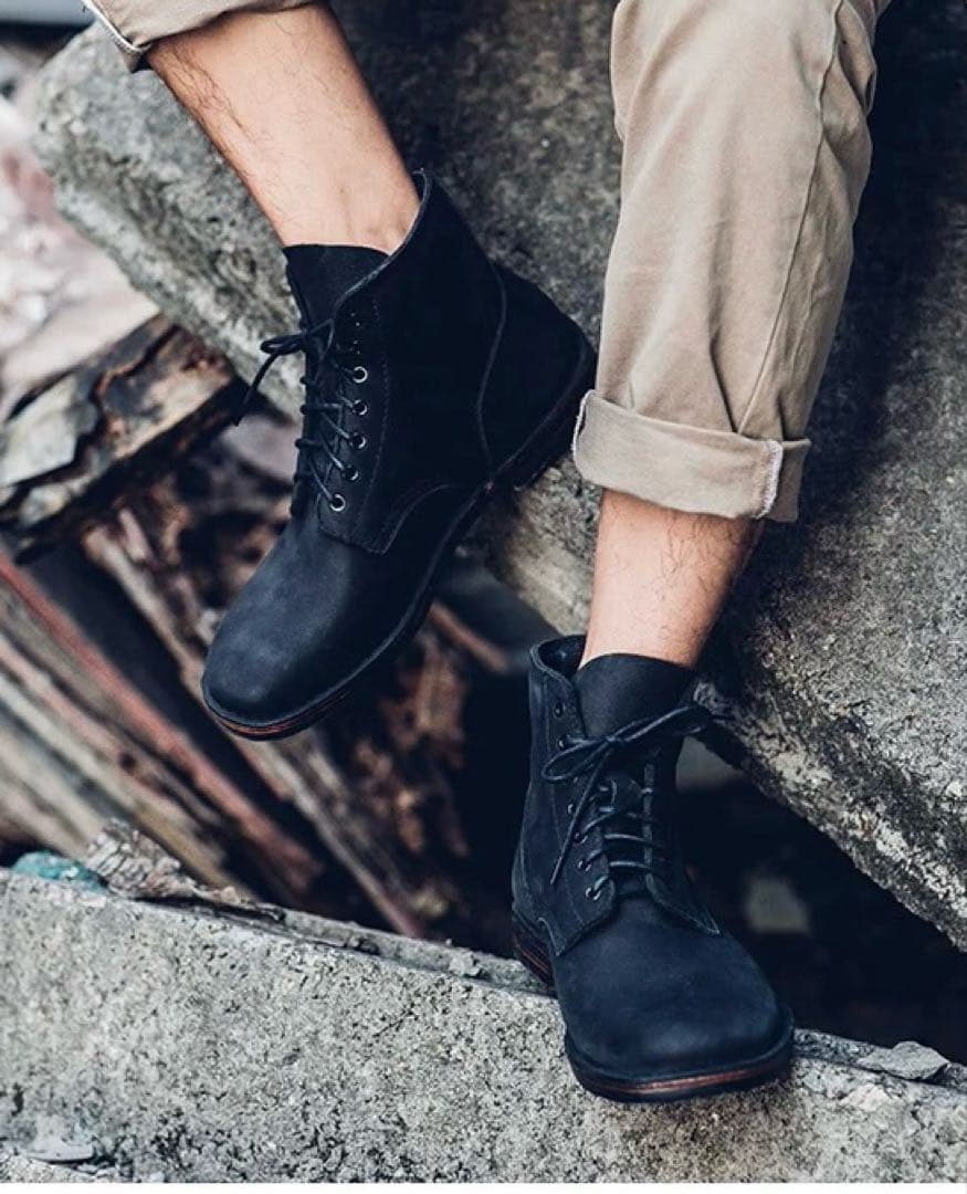 編上靴　黒　本革　ミリタリー