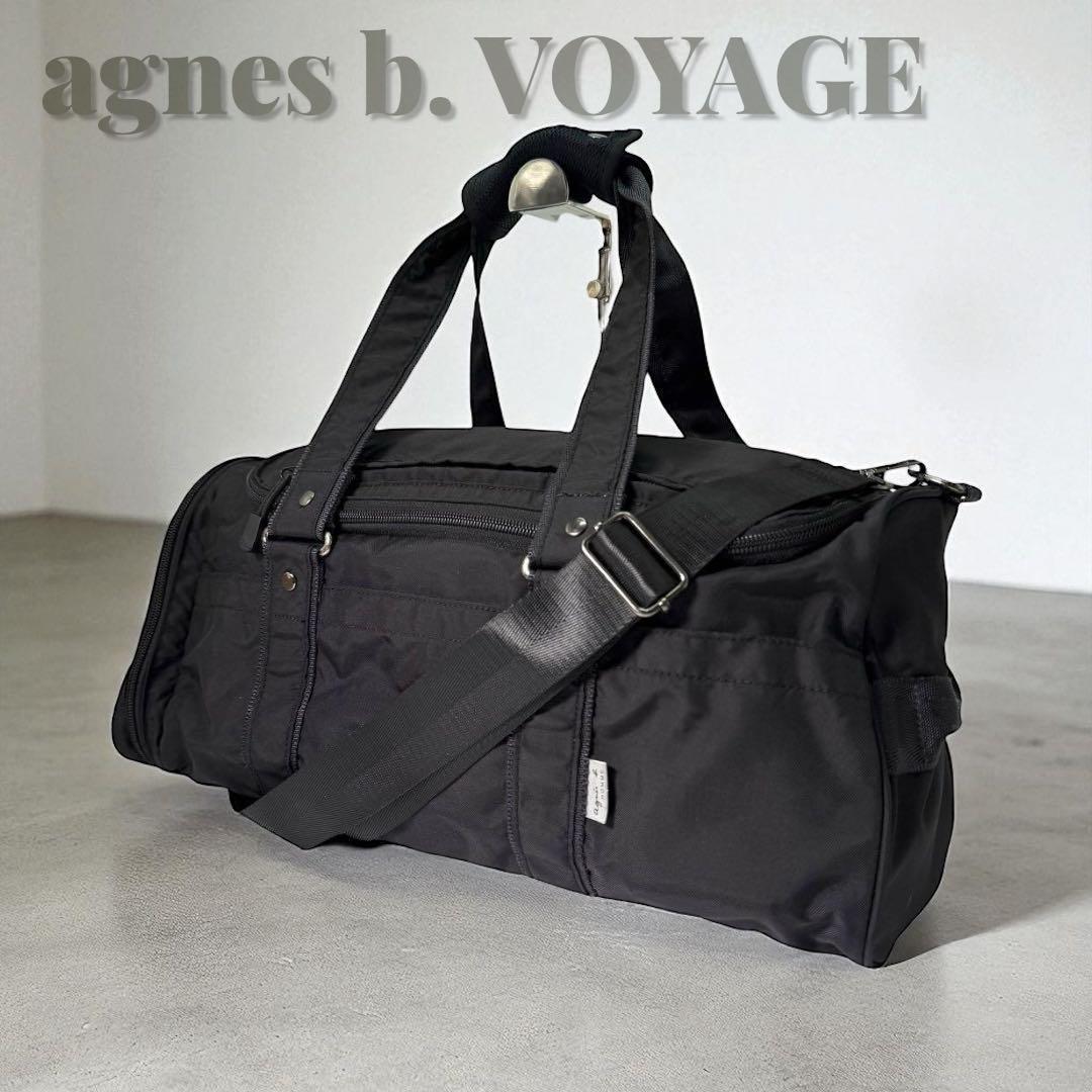 《美品》agnes b. VOYAGE 2way　ボストンバッグ　ナイロン　黒