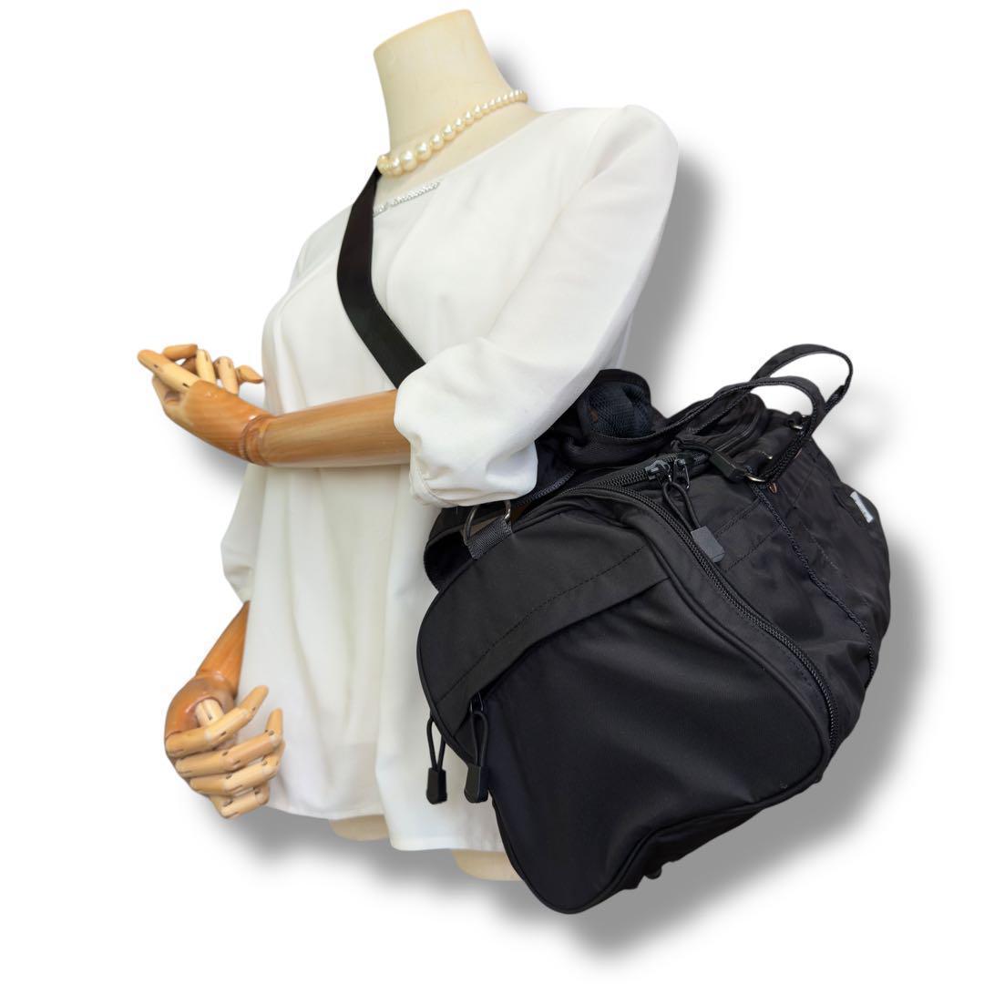 《美品》agnes b. VOYAGE 2way　ボストンバッグ　ナイロン　黒