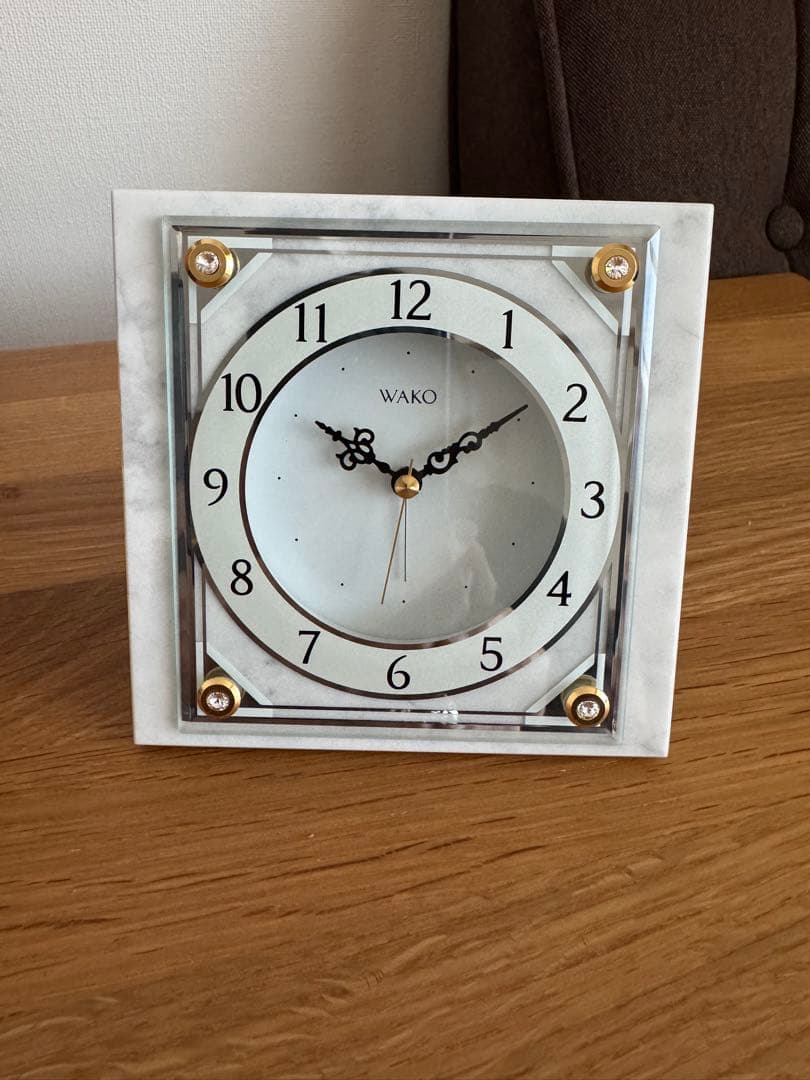 WAKO STL004W ホワイトマーブル置時計