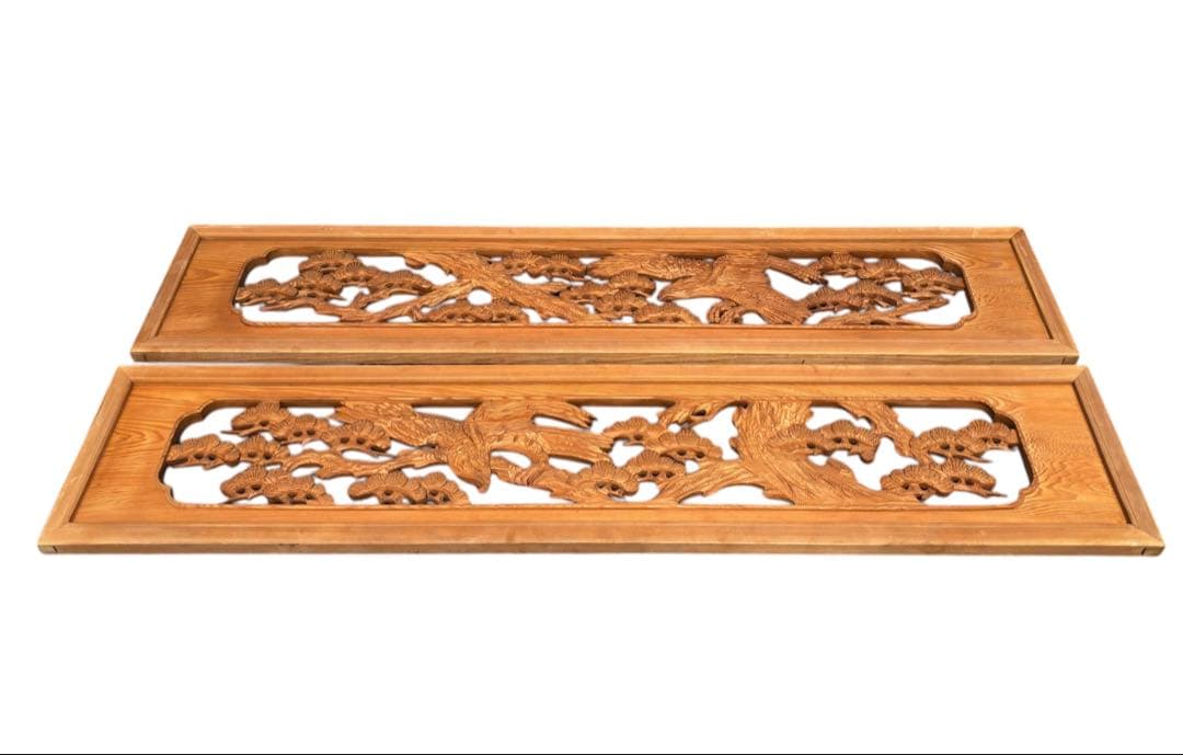 昭和期　欄間一対『松と鷹』/建具　欄間　和室　リフォーム