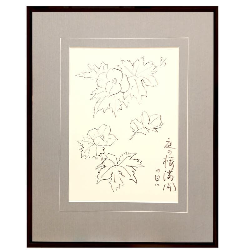 ☆坂本直行☆「 しらねあおい（庭の桜満開の日に）」ペン画 未使用！