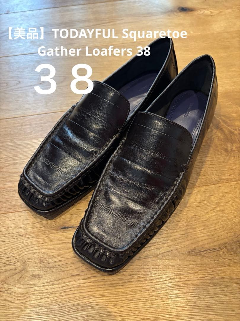 美品】TODAYFUL Squaretoe Gather Loafers 38 - メルカリ