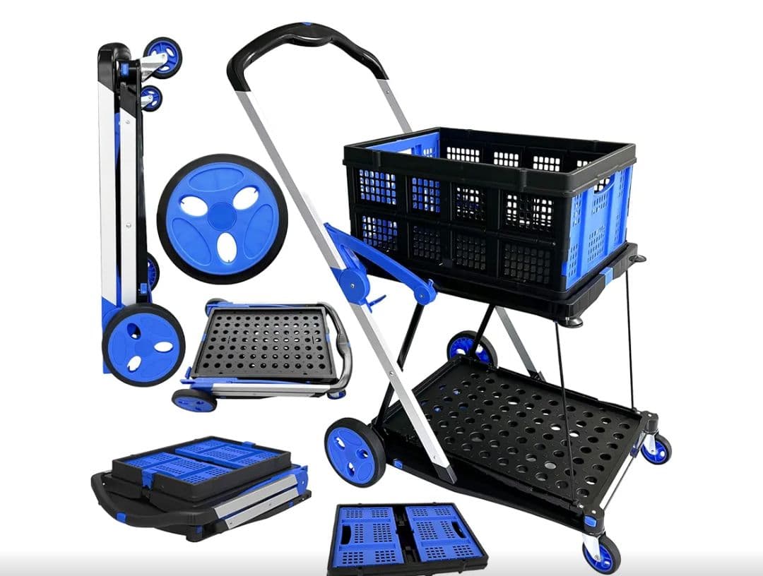 折りたたみキャリーカート 黒と青