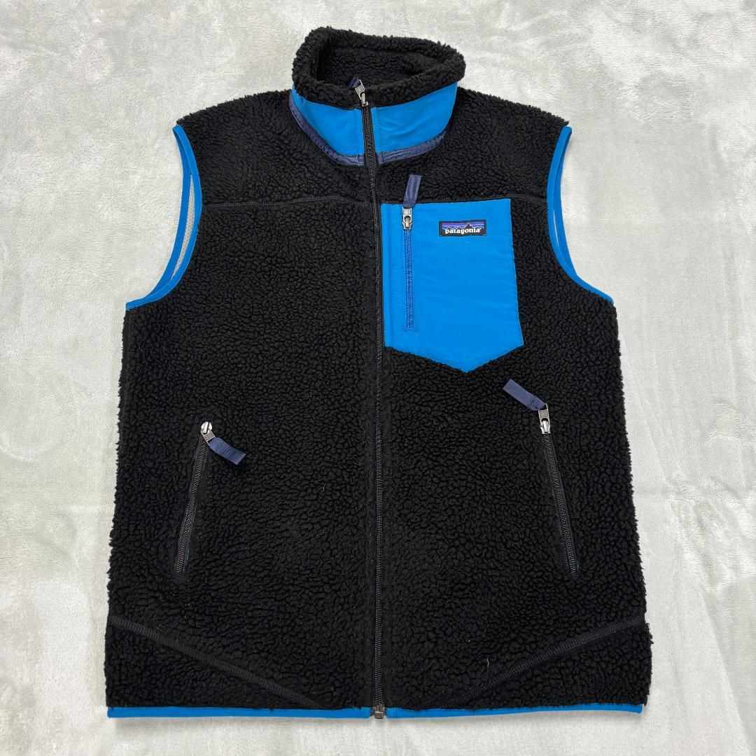 美品 パタゴニア クラシックレトロXベスト サイズS メンズ ブラック×ブルー