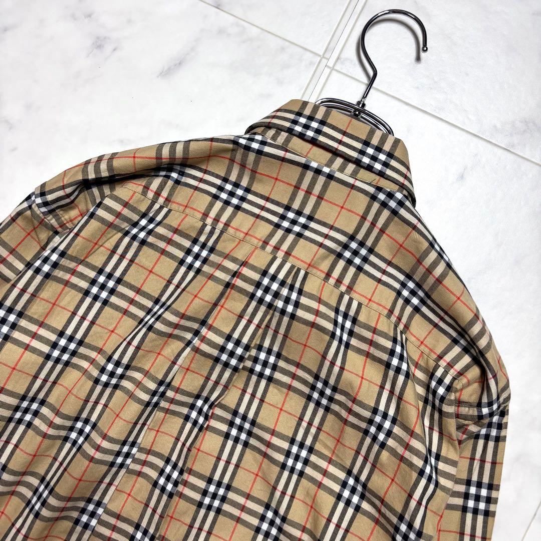 美品✨バーバリー 90's 長袖シャツ ノバチェック ホースロゴ 胸元刺繍