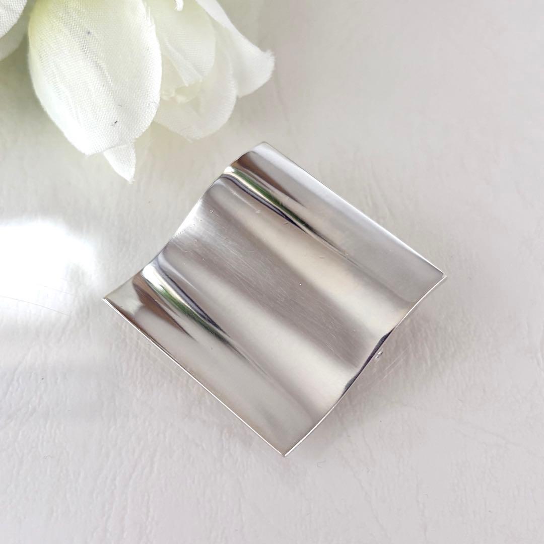 416【ジョージジョンセン】シルバー　ブローチ　トップ　2wayスクエア 432