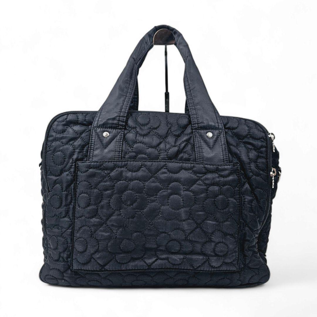 マリークワント ボストンバッグ デイジーキルト 黒 キャリーオン 旅行