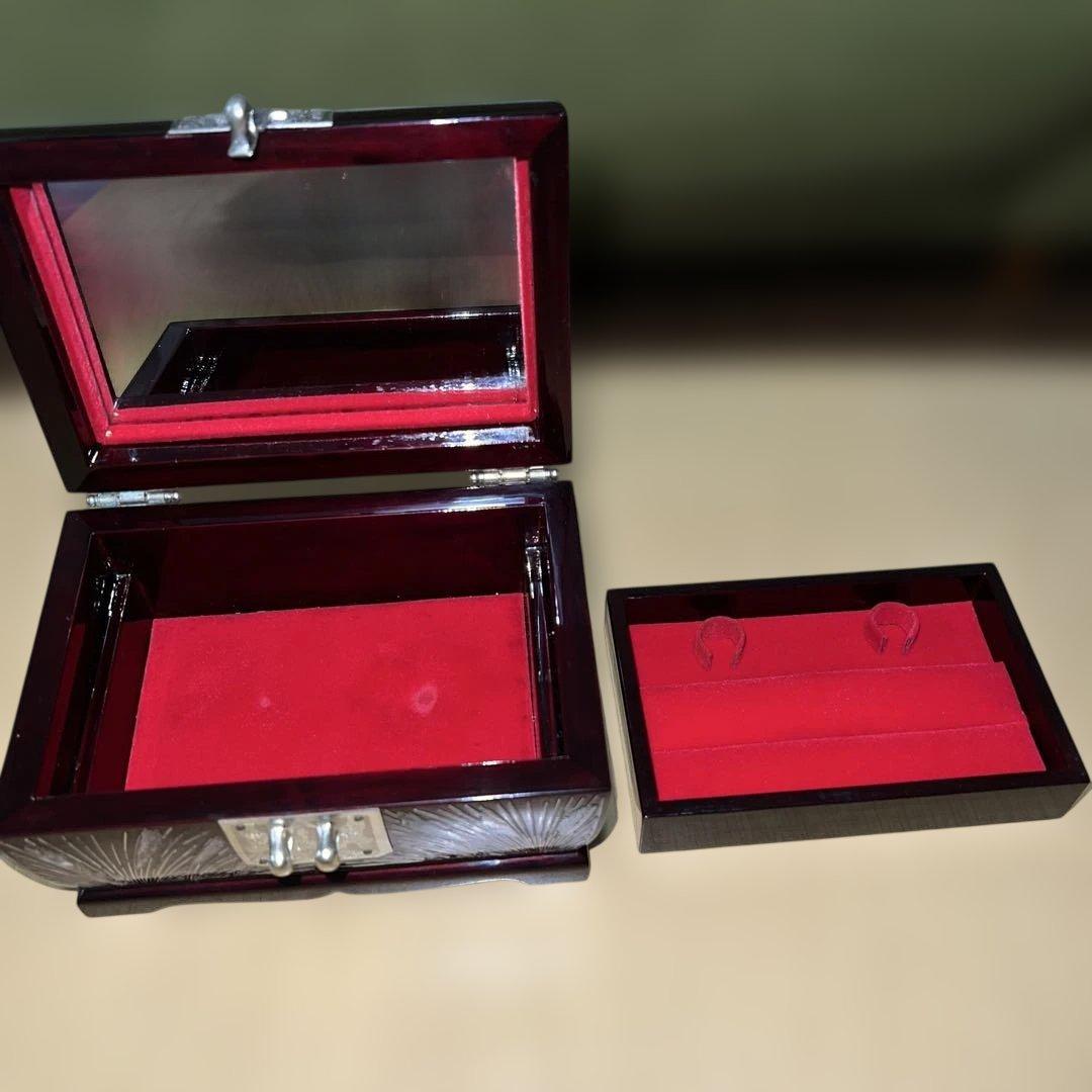 螺鈿細工 貝装飾 赤漆器 ヴィンテージ ジュエリーボックス - メルカリ