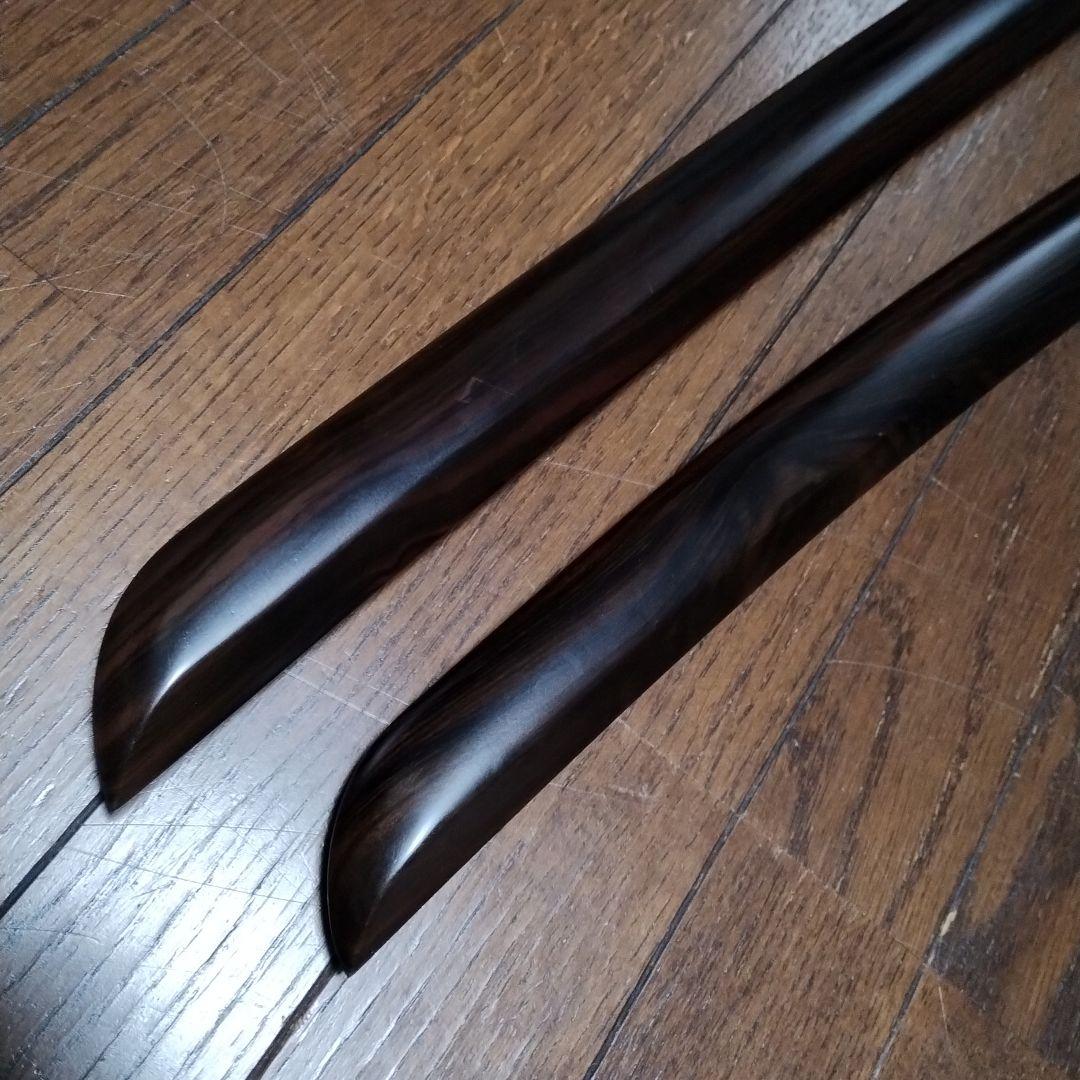 縞黒檀 黒檀 木刀 大刀 脇差 2振り 模造刀 アンティーク 骨董品