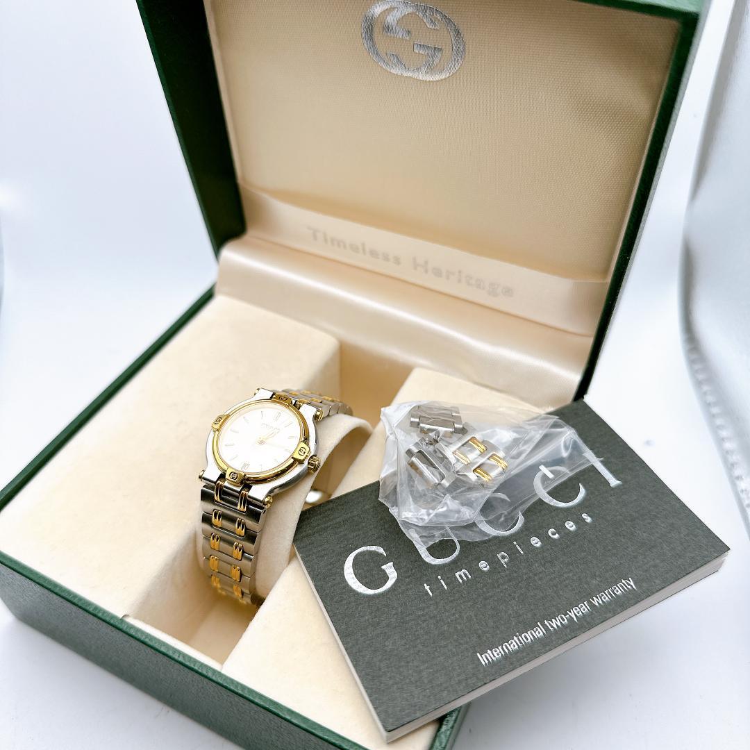 美品 稼動 GUCCI グッチ レディース腕時計 9000L ゴールド デイト