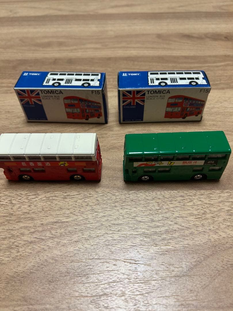 【ミニカー】トミカ f15 ロンドンバス赤・緑 2台セット