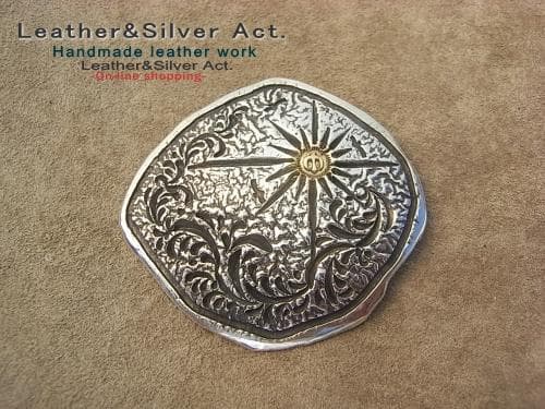 1点物手彫りコンチョ　シルバー925　ゴールド（ｋ18）インデアンジュエリー