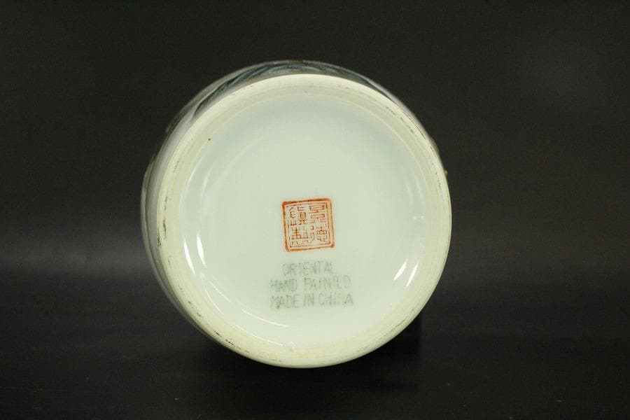 中国美術 景徳鎮 色絵 山水画 題詞紋 瓶 美品 911 - メルカリ