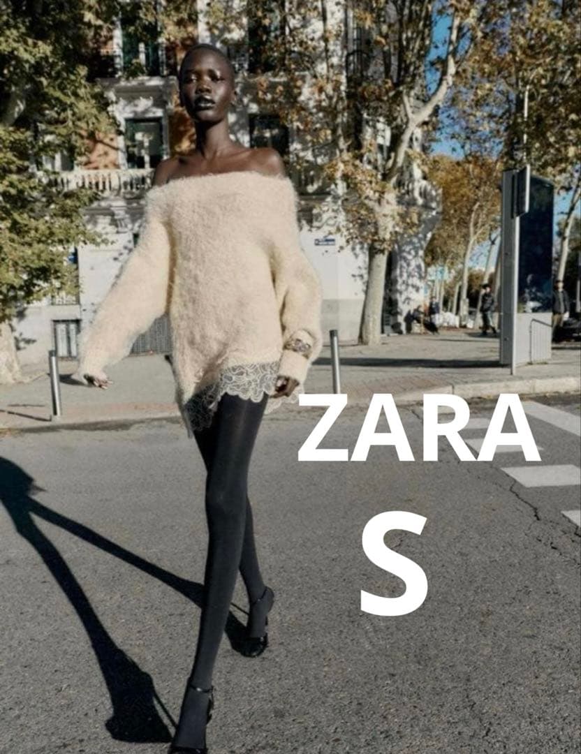 新品未使用　ZARA ザラ レースコンビニットセーター S