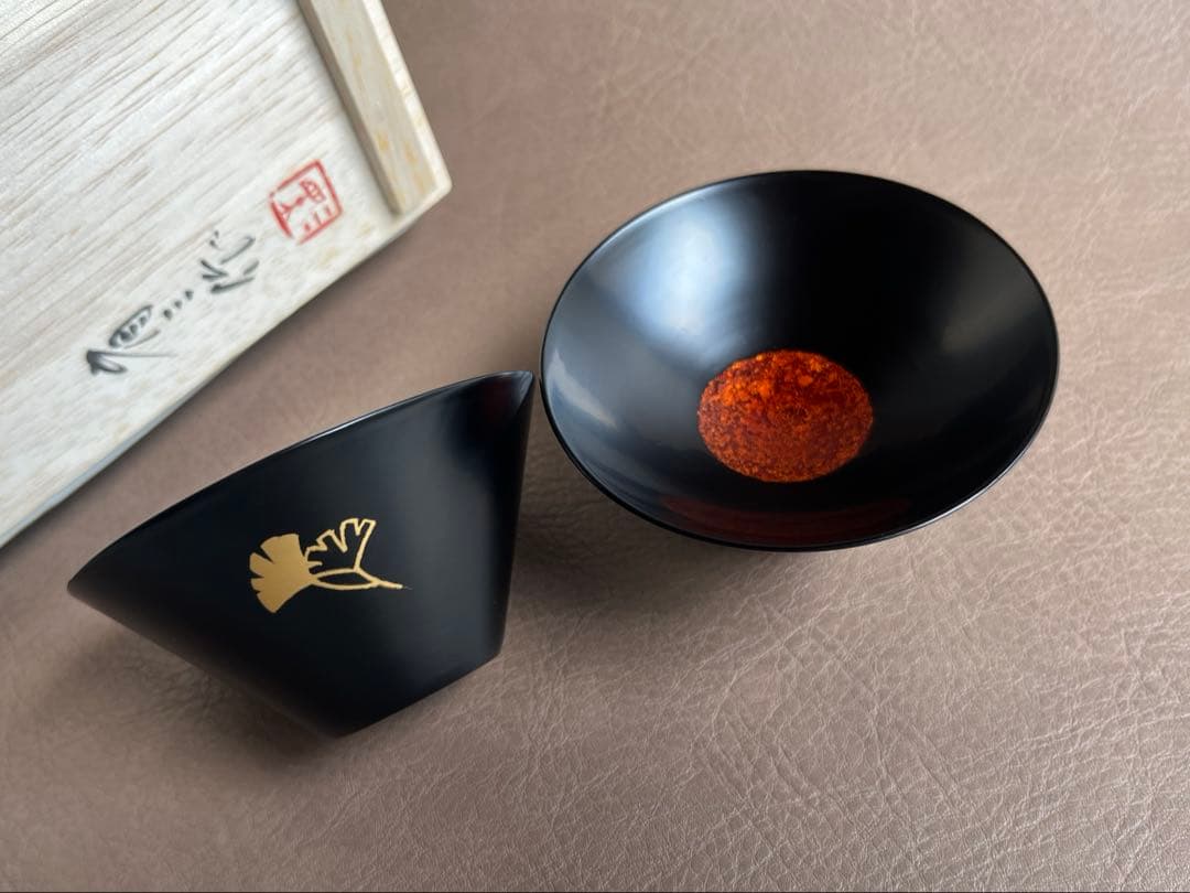 北岡省三作　漆　蒔絵盃　2点　ぐい呑　盃　漆芸作家　香川