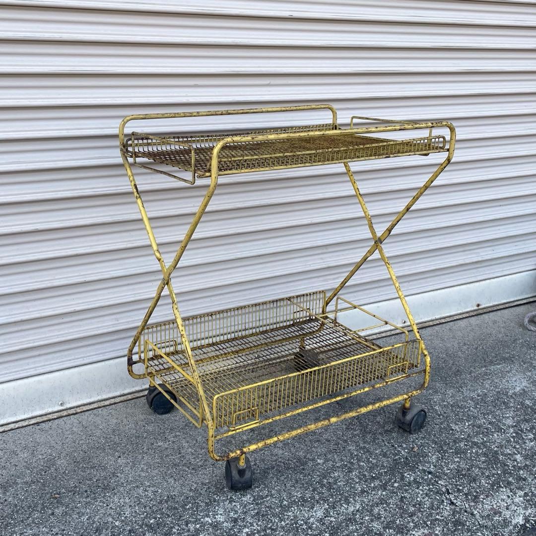 最終価格 昭和レトロ ワイヤーラック キャスター付 ガーデニング