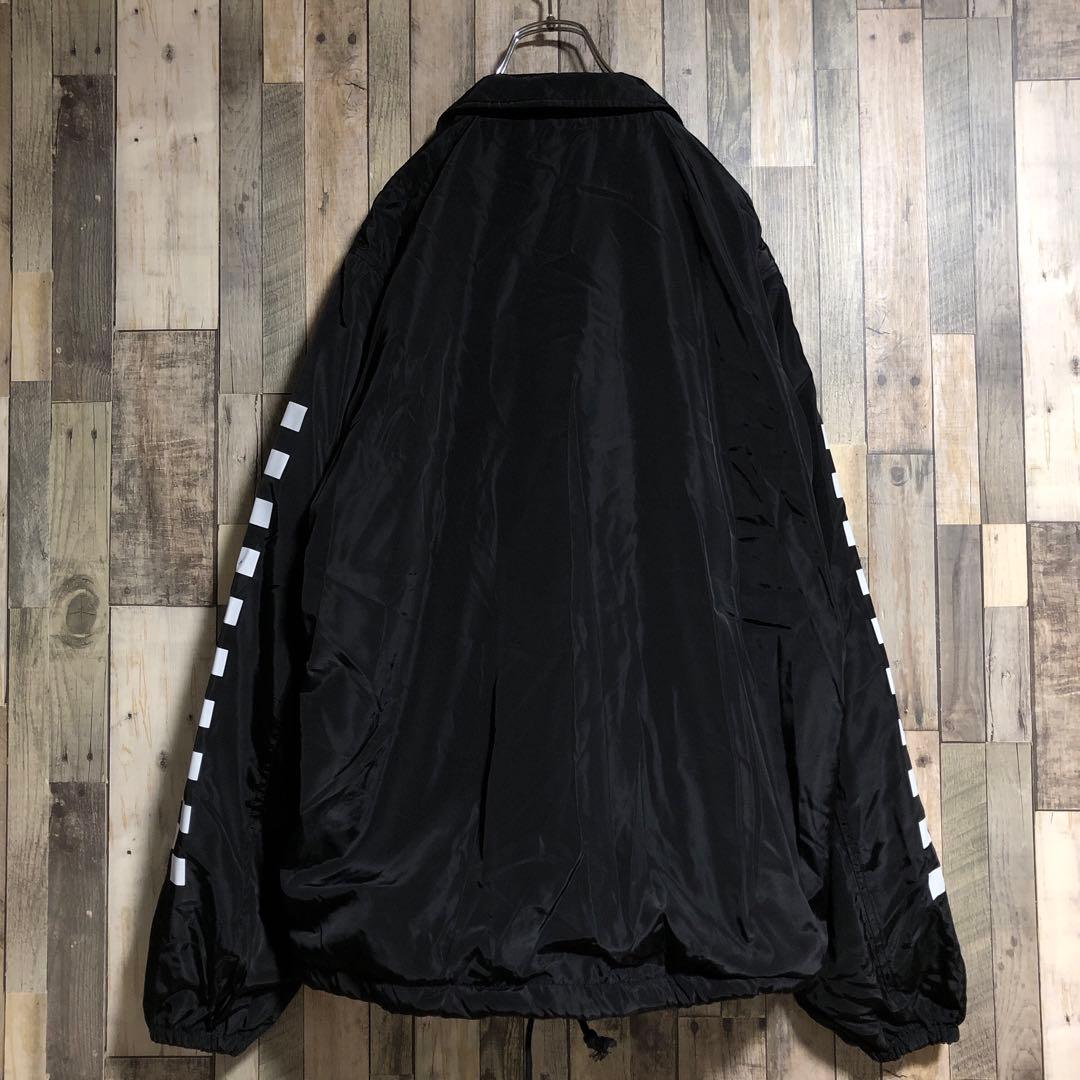 バンズ 刺繍ロゴ チェッカーフラッグ 中綿 裏ボア コーチジャケット 黒