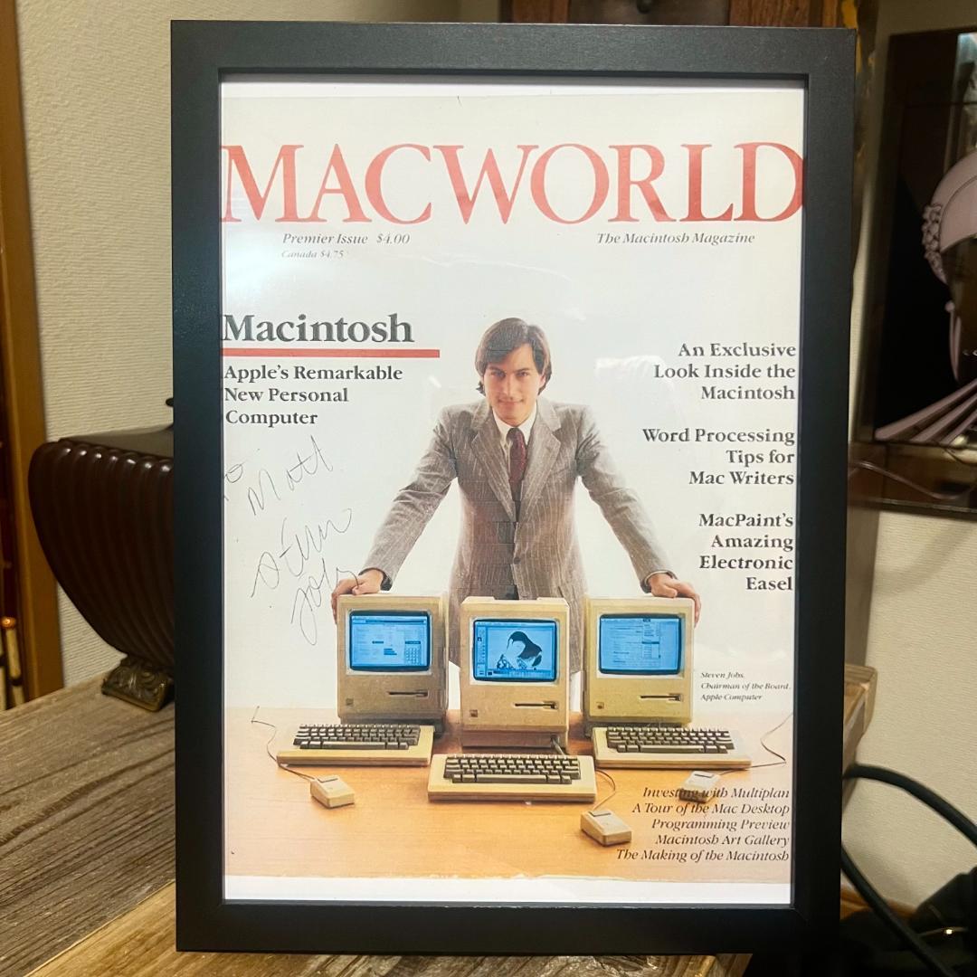 大判 ビンテージ MAC WORLD スティーブ・ジョブズ 額入り ポスター