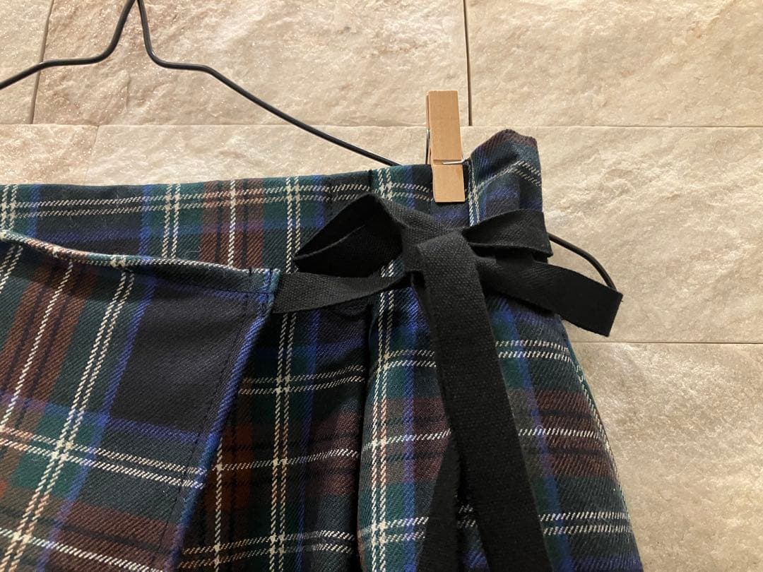 ネストローブnestRobeウールタータンチェックラップライクスカート