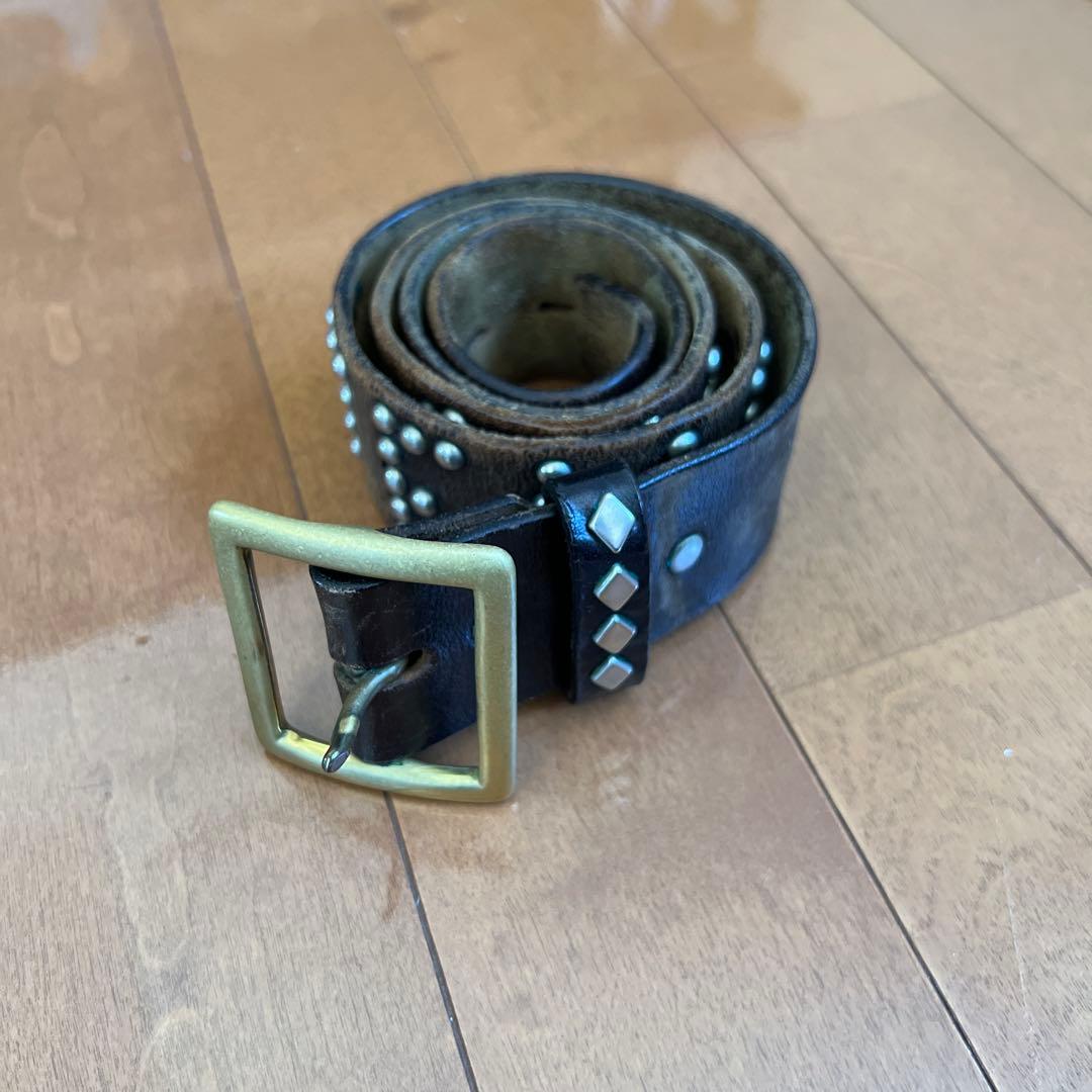 TENDERLOIN テンダーロイン スタッズベルト TENDERLOIN(テンダーロイン) ナロースタッズベルト ブラウン サイズ M