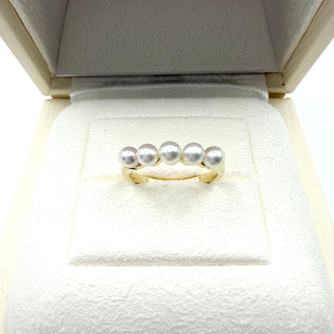 新品同様】 ミキモト K18 8号 約3.4mm ベビーパール リング 箱付き