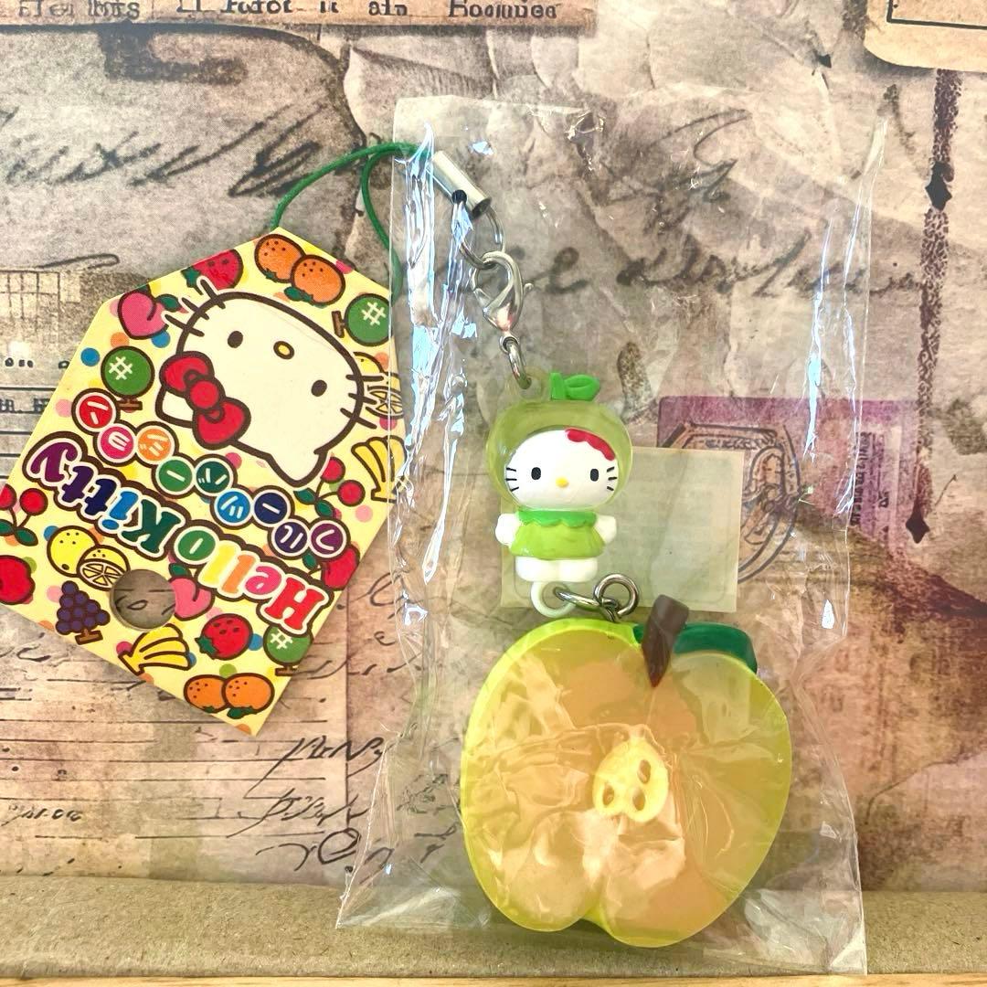 キティ ストラップ フルーツバージョン りんご アップル 根付け ♡ 激レア サンリオ ご当地キティ 信州限定 りんご 根付ストラップ 2008年 平成