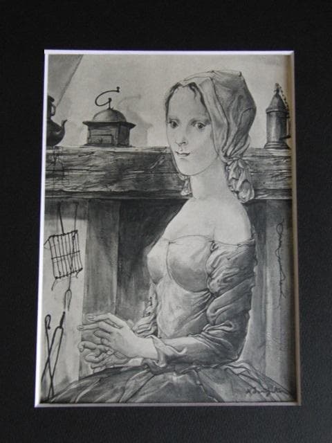 藤田嗣治、【婦人像 】、希少な限定額装用画集画、新品高級額 額装付