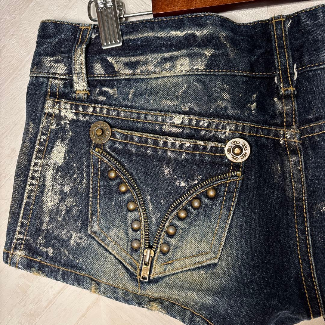 d.i.a.y2k平成ギャル スタッズラメダメージデニムショートパンツサイズ