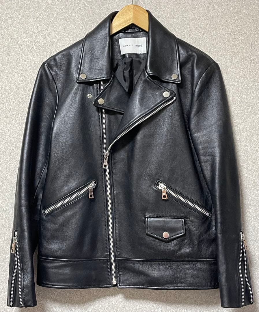 アダムエロペ　シープスキンレザー　ダブルライダースジャケット　M