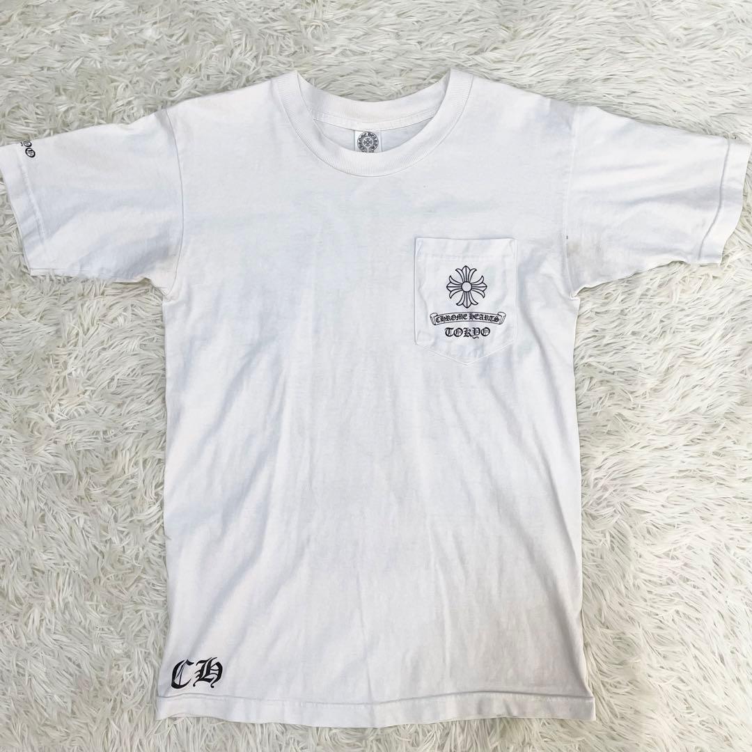 クロムハーツ【美品】半袖Tシャツ 白 S 東京限定 CHプラス スクロール