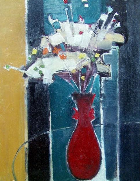 油絵 菅家令子 絵 絵画 インテリア F6-172023 花 油絵 菅家令子 絵 絵画インテリア額付(青緑＋金色の枠) uF6-110202花