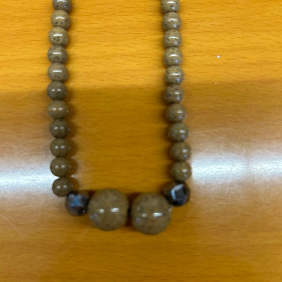 【貴重】北投石　ネックレス　ブラウン　玉川温泉