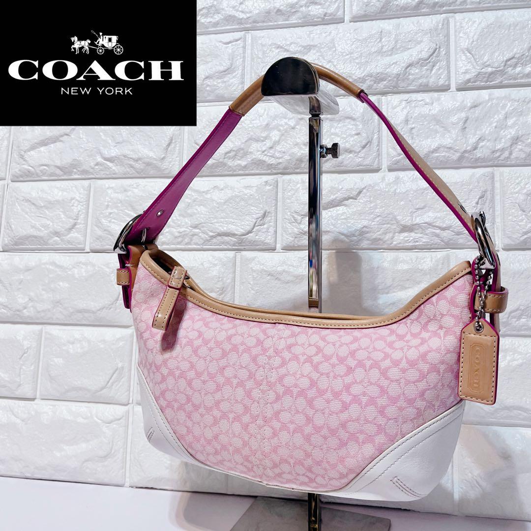 美品 COACH シグネチャー アクセサリーポーチ ワンショルダーバッグ