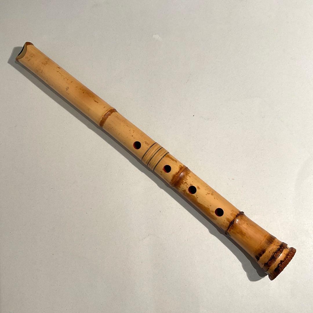 3111701M 極上 尺八 名工鹿山銘 完品 一尺六寸 歌口バチ型