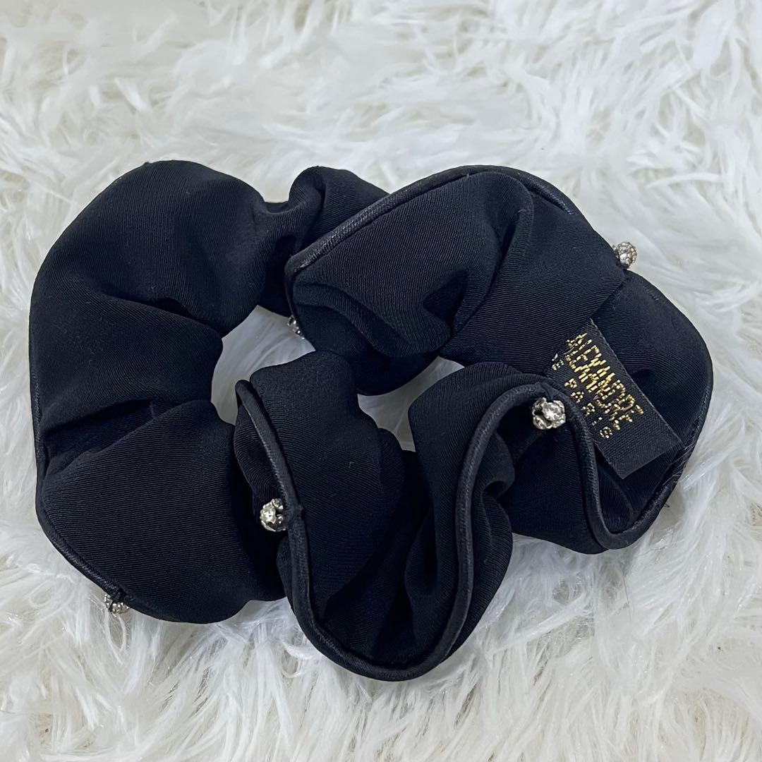 【極美品】アレクサンドルドゥパリ シュシュ ナイロン ダイヤ 伸縮性 ブラック