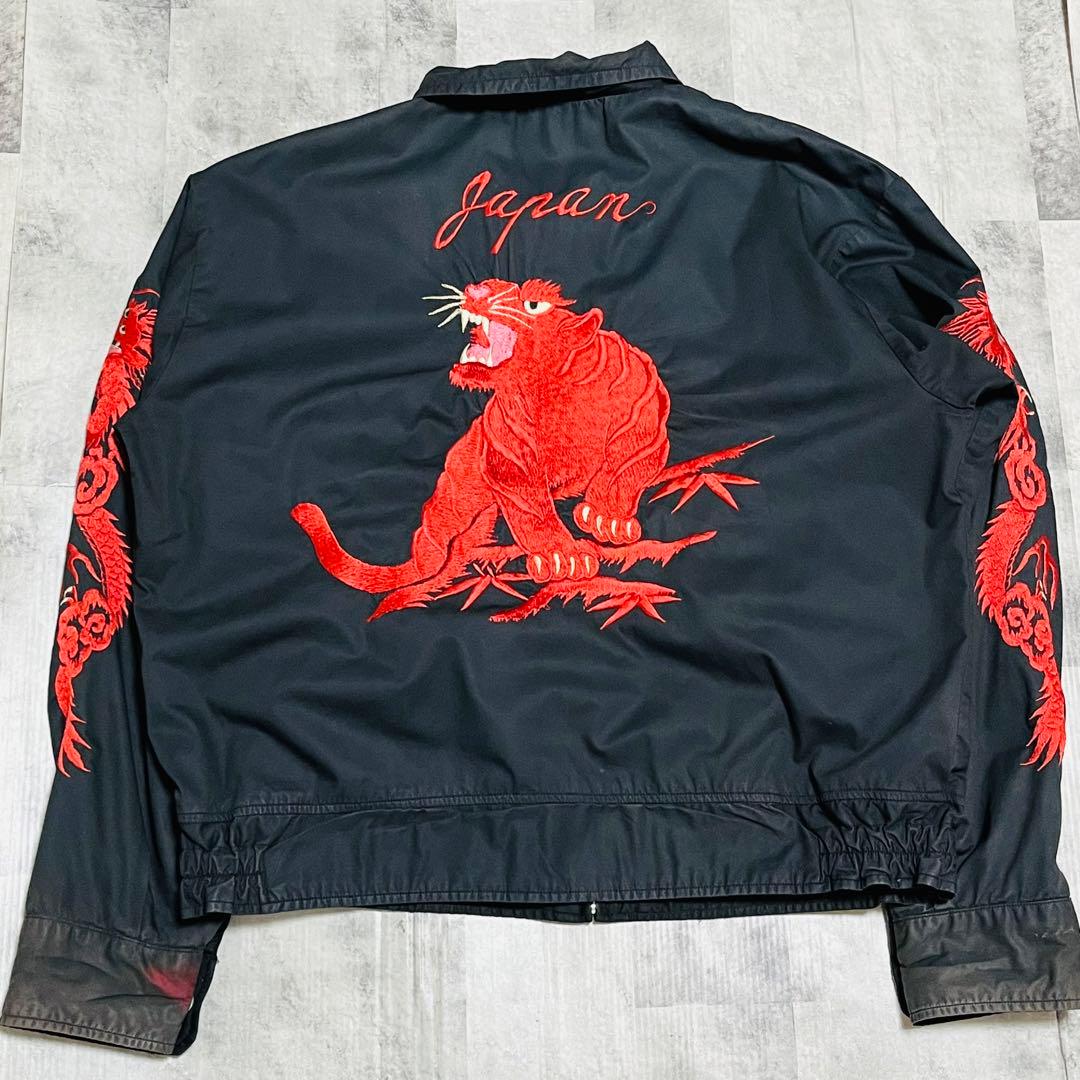 【希少⭐️XL】赤虎 テーラー東洋 スカジャン リバーシブル 龍 刺繍　ブラック