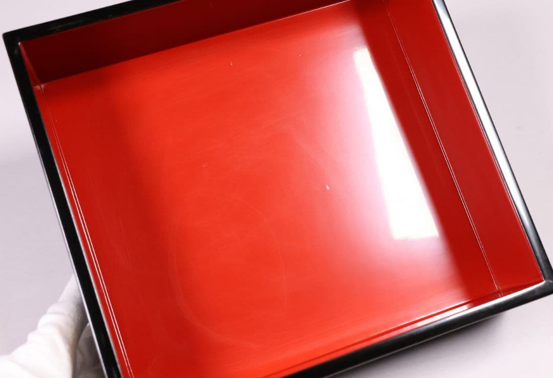 輪島塗 沈金 菊花 五段重箱 蓋2枚 黒塗 内朱塗 木製漆器 漆芸【MB56