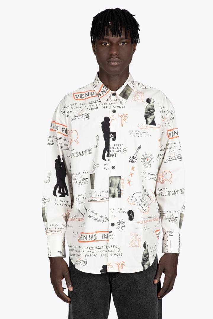 美品 21AW Carne Bollente オーバーサイズ 総柄シャツ XS