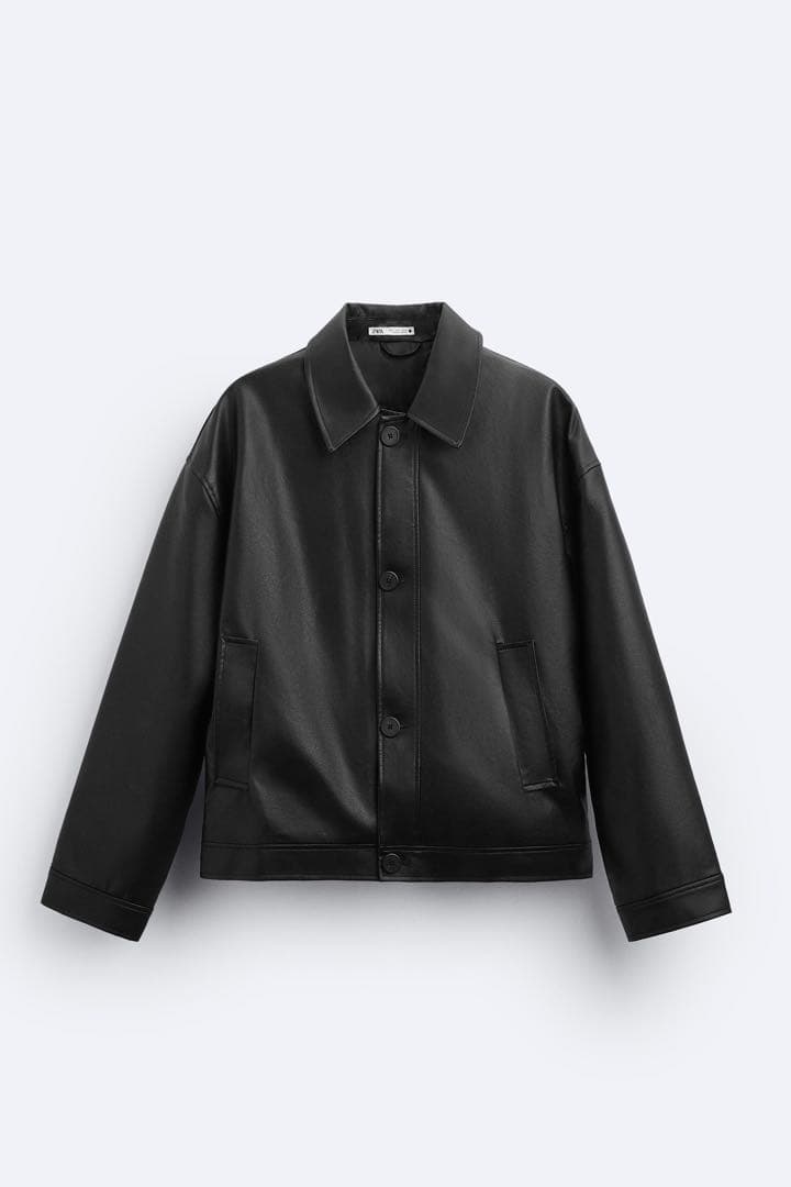 ZARA フェイクレザー スクエアカットフィット ジャケット