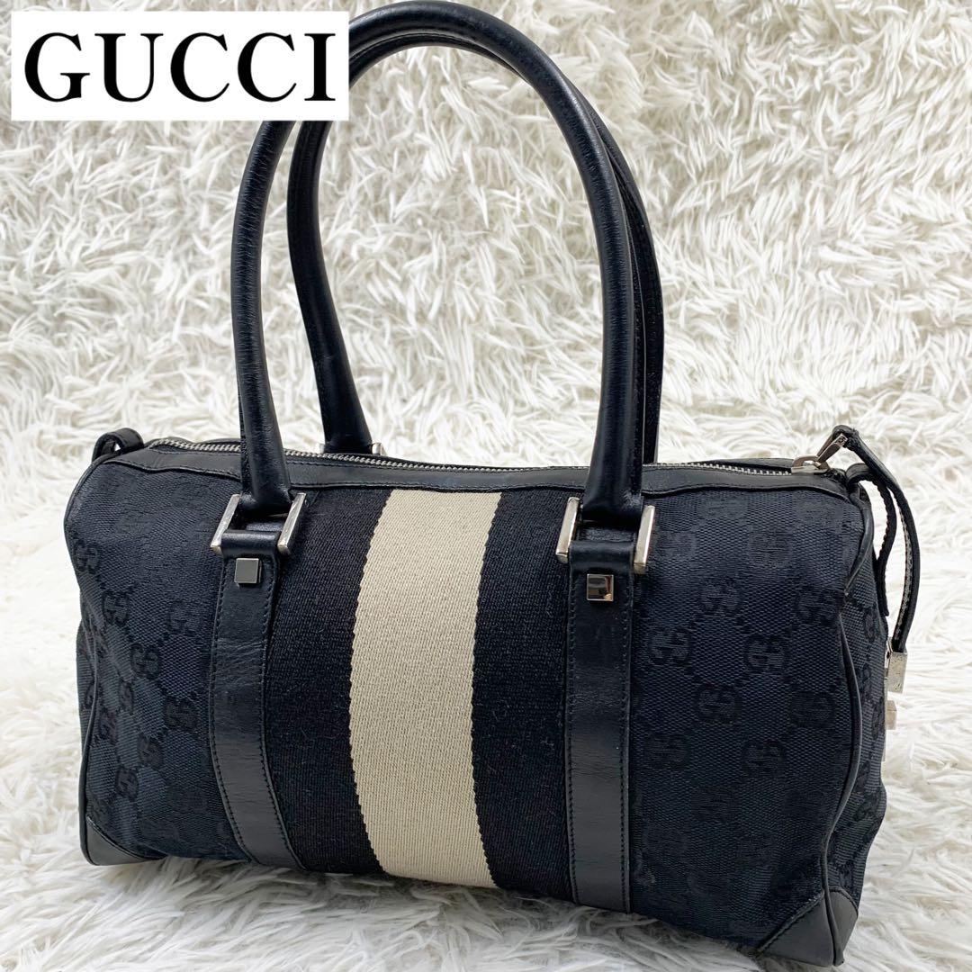 【✨美品✨】 GUCCI ミニボストンバッグ シェリーライン GG柄 ブラック