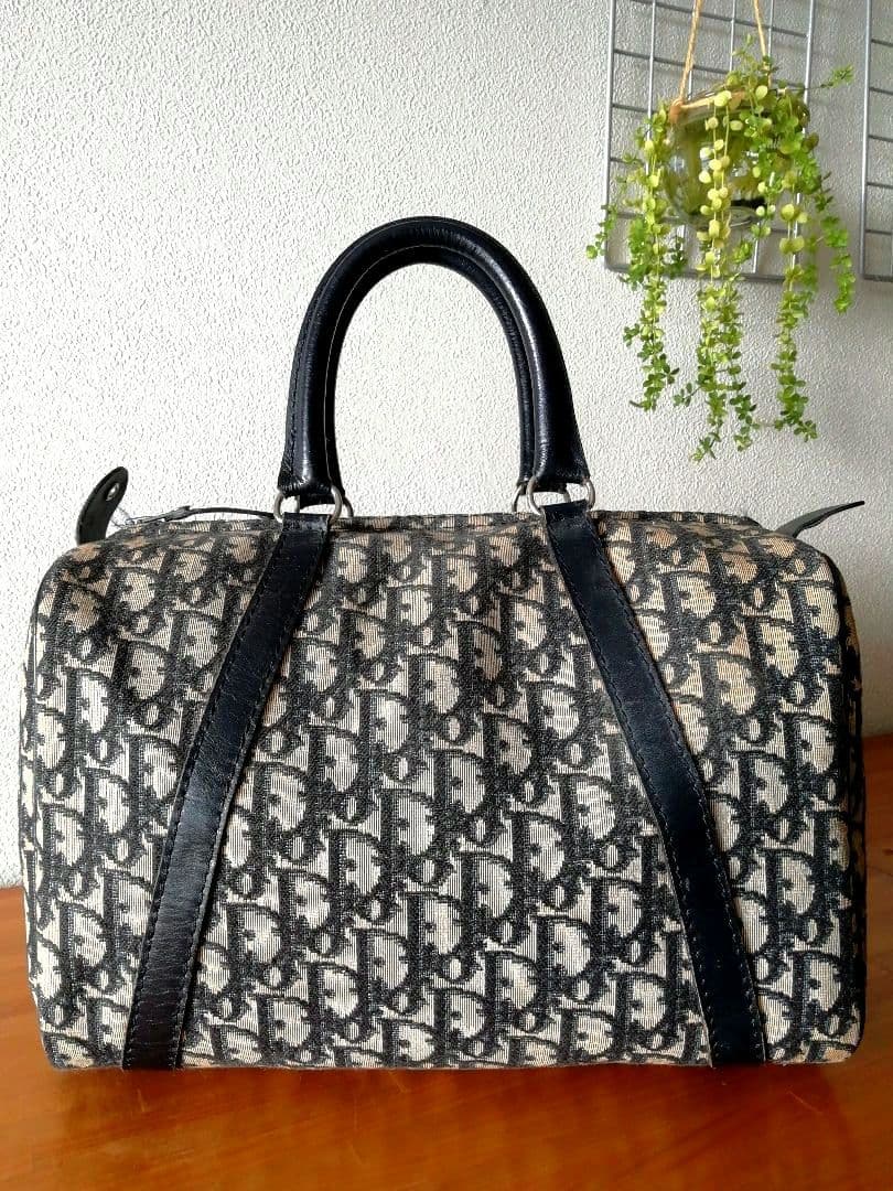 クリスチャンディオール トロッター ボストンバッグ ネイビー