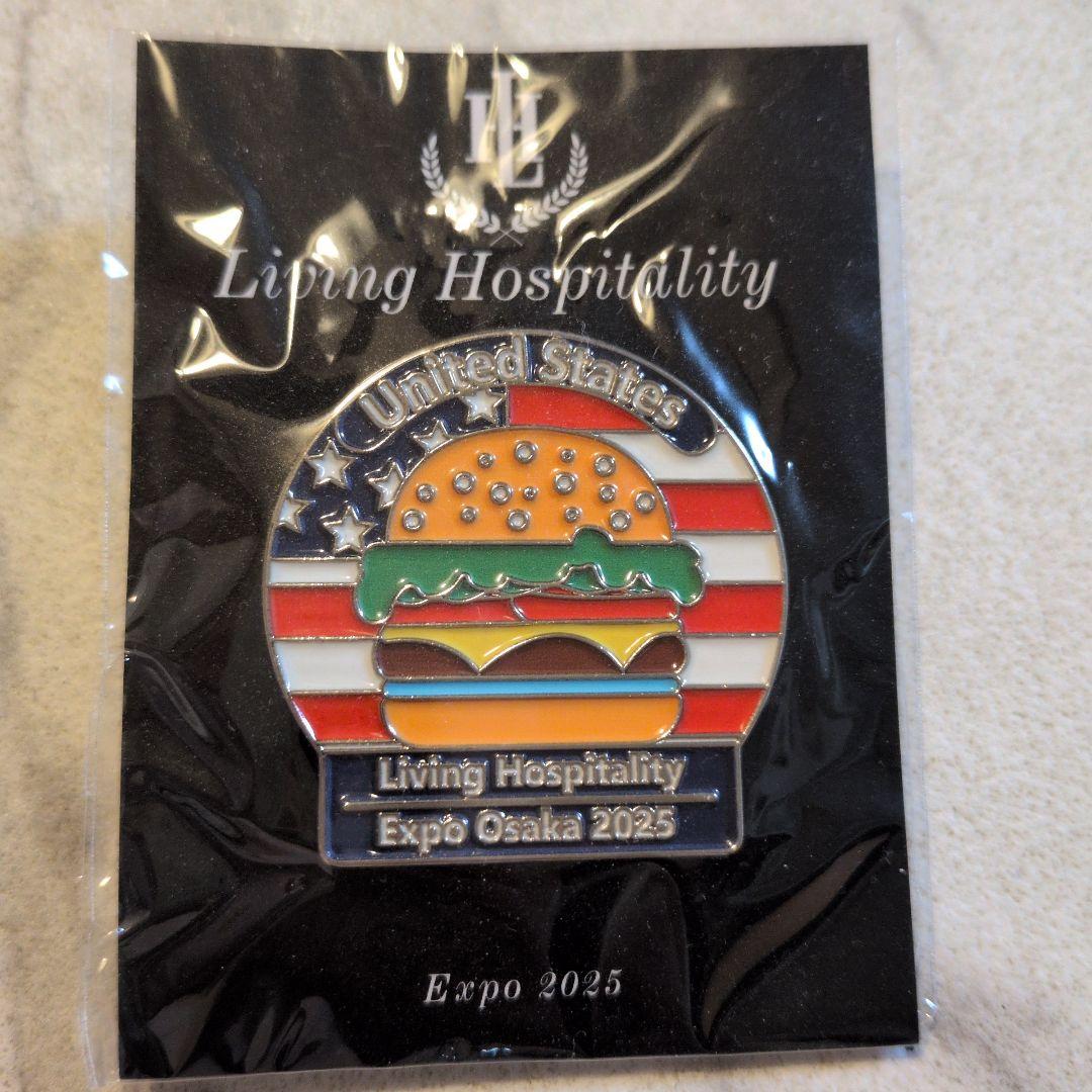 万博 Living Hospitalit ピンバッジ アメリカ館 ハンバーガー