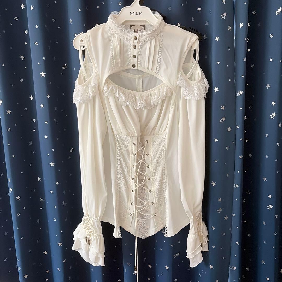 ozz angelo 編み上げブラウス　白　美品