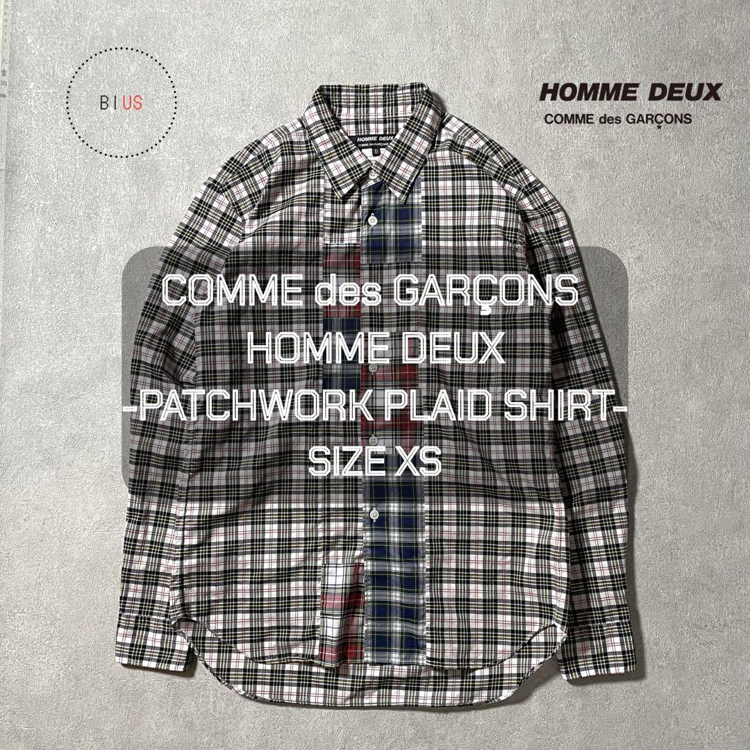 コムデギャルソン オムドゥ-フロントパッチワーク プレイドシャツ-SIZE