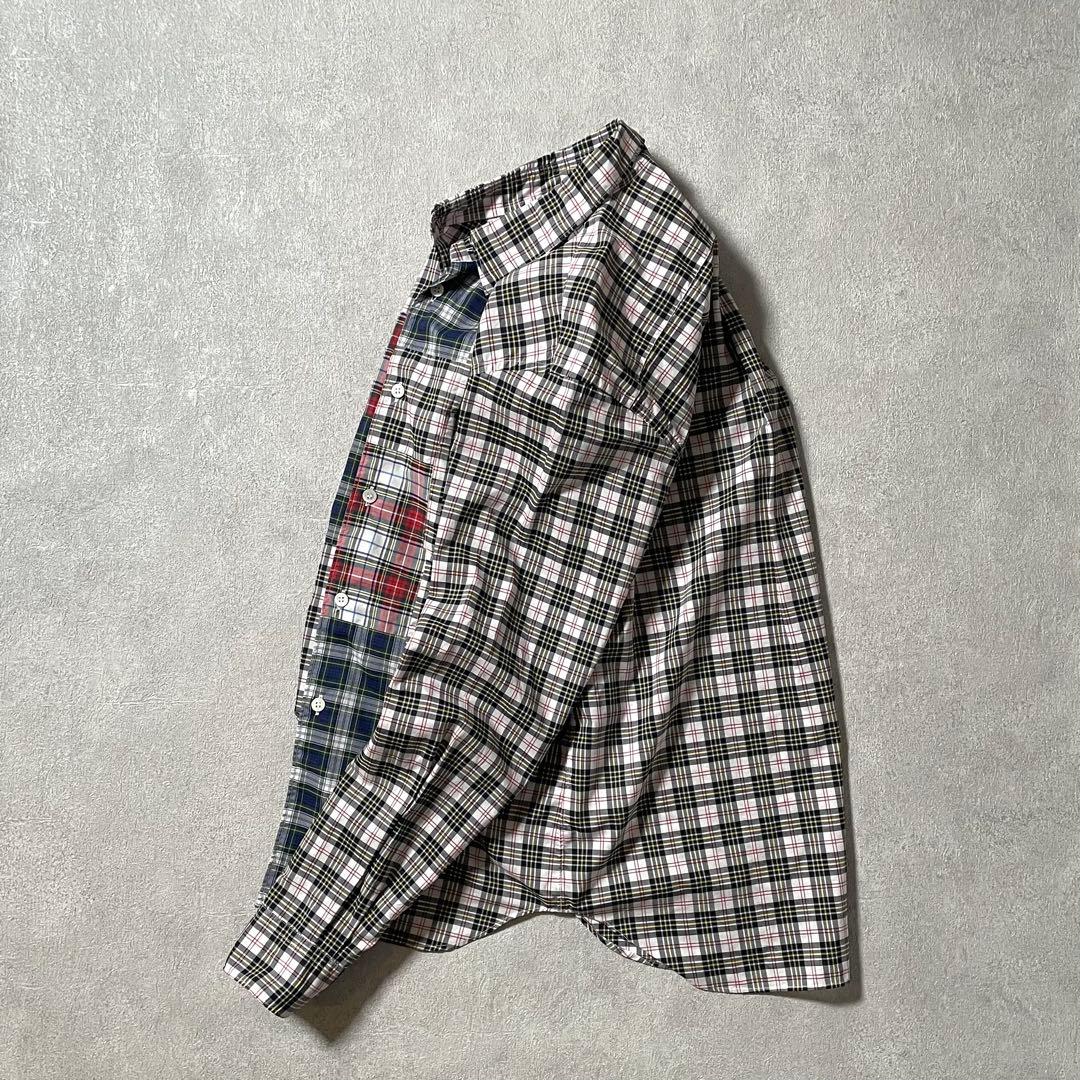 コムデギャルソン オムドゥ-フロントパッチワーク プレイドシャツ-SIZE